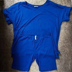 2-pack Zenana Lounge Set Royal Blue & Purple 2X Shirt and Shorts